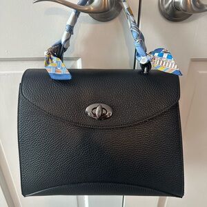 LIKE NEW MADE IN ITALY black pebbled leather designer style hand bag w/strap